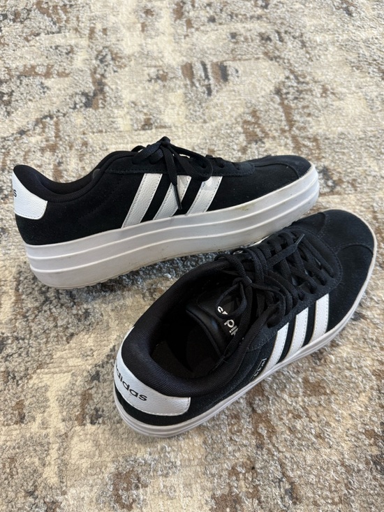 adidas Shoes - Adidas Black and White Platform Lace-Up Sneakers - Size 8